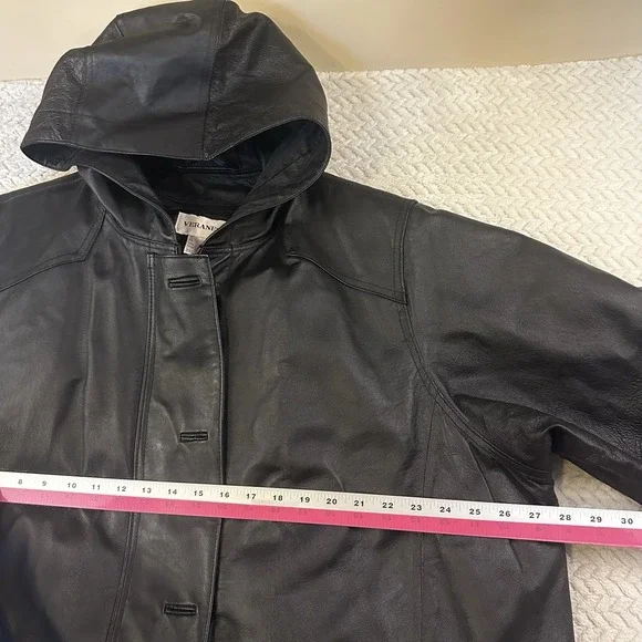 Black Leather Trench Coat 3XL 90s Goth Biker Duster Hooded Fantasy Matrix Neo - Picture 9 of 16